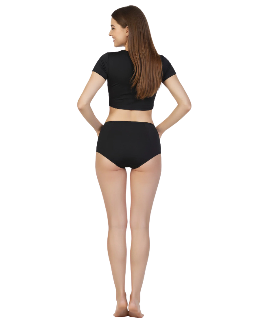 Low-Waist Triple-Layered Period Panty with Pocket BLACK