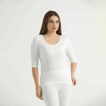 Belleza Lingerie Thermal Sleeve Shirt - White