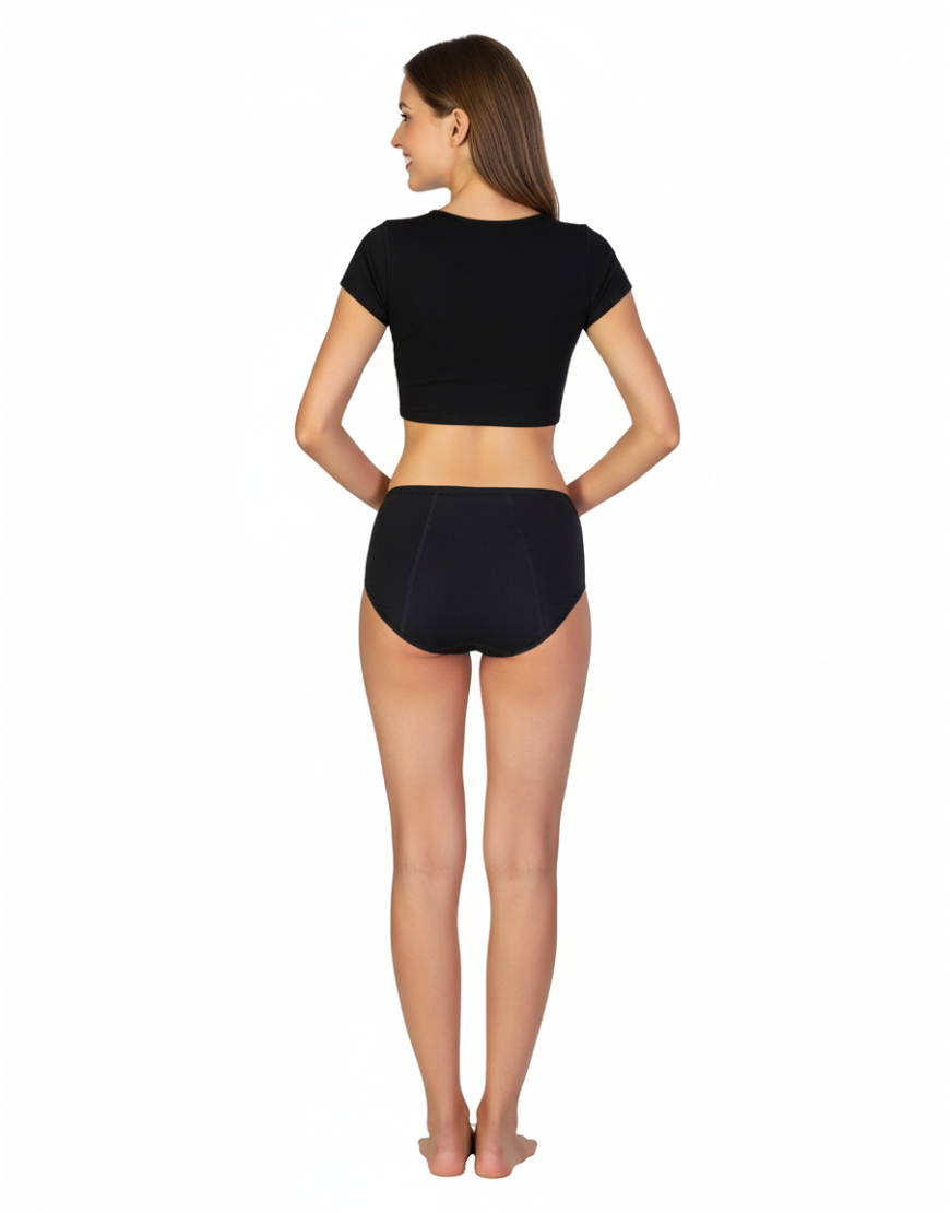 SUPER  SOFT COTTON HIGH WAIST PERIOD PANTY-BLACK