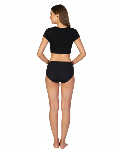 SUPER  SOFT COTTON HIGH WAIST PERIOD PANTY-BLACK