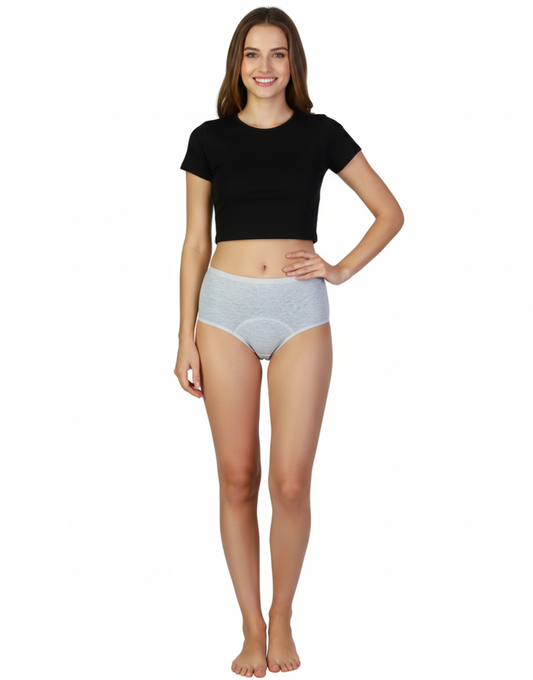 SUPER SOFT COTTON HIGH WAIST PERIOD PANTY-GREY