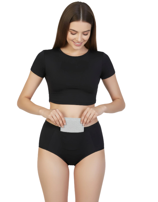 Low-Waist Triple-Layered Period Panty with Pocket BLACK