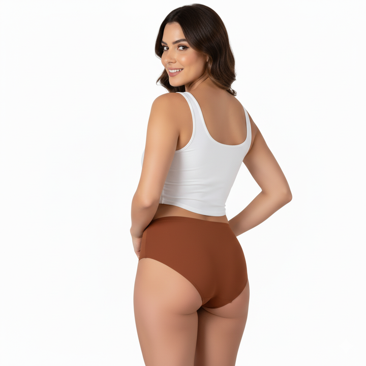 High Waist laser Cut 4 layered Period Panty -rust