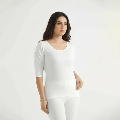 Belleza Lingerie Thermal Sleeve Shirt - White