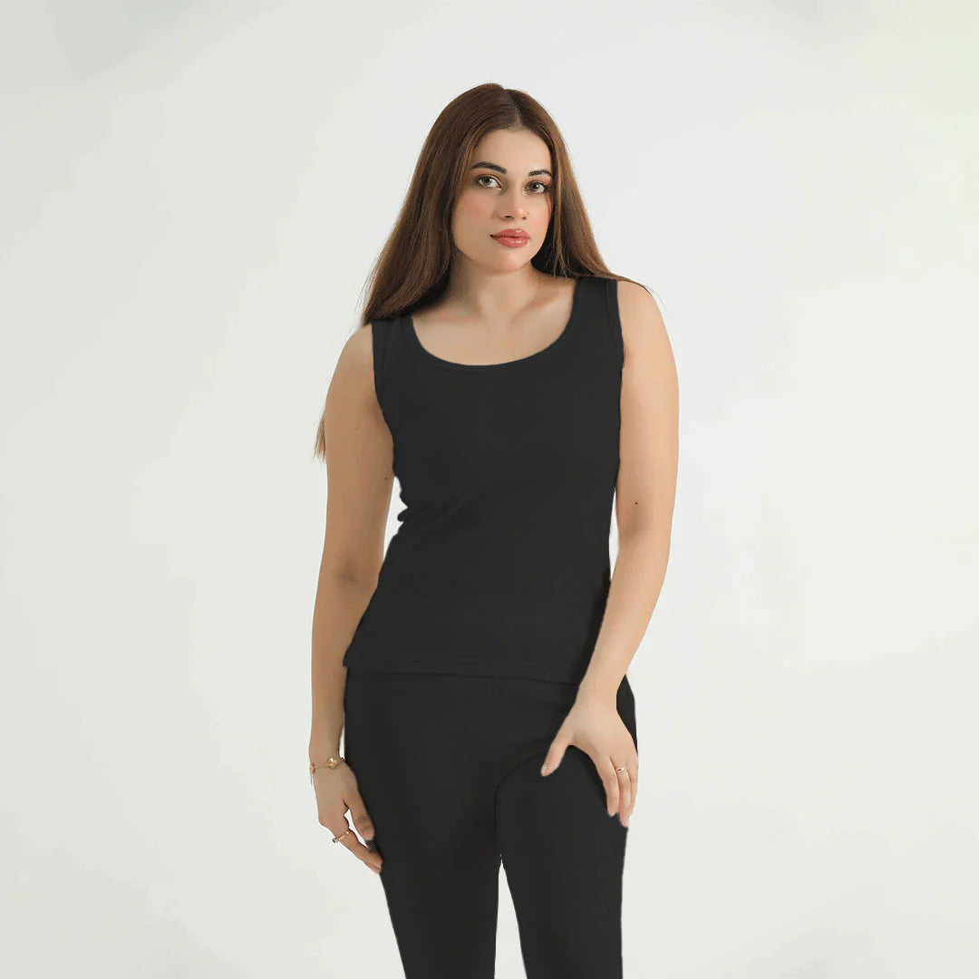 Belleza Lingerie Thermal Sleeve Less Shirt - Black