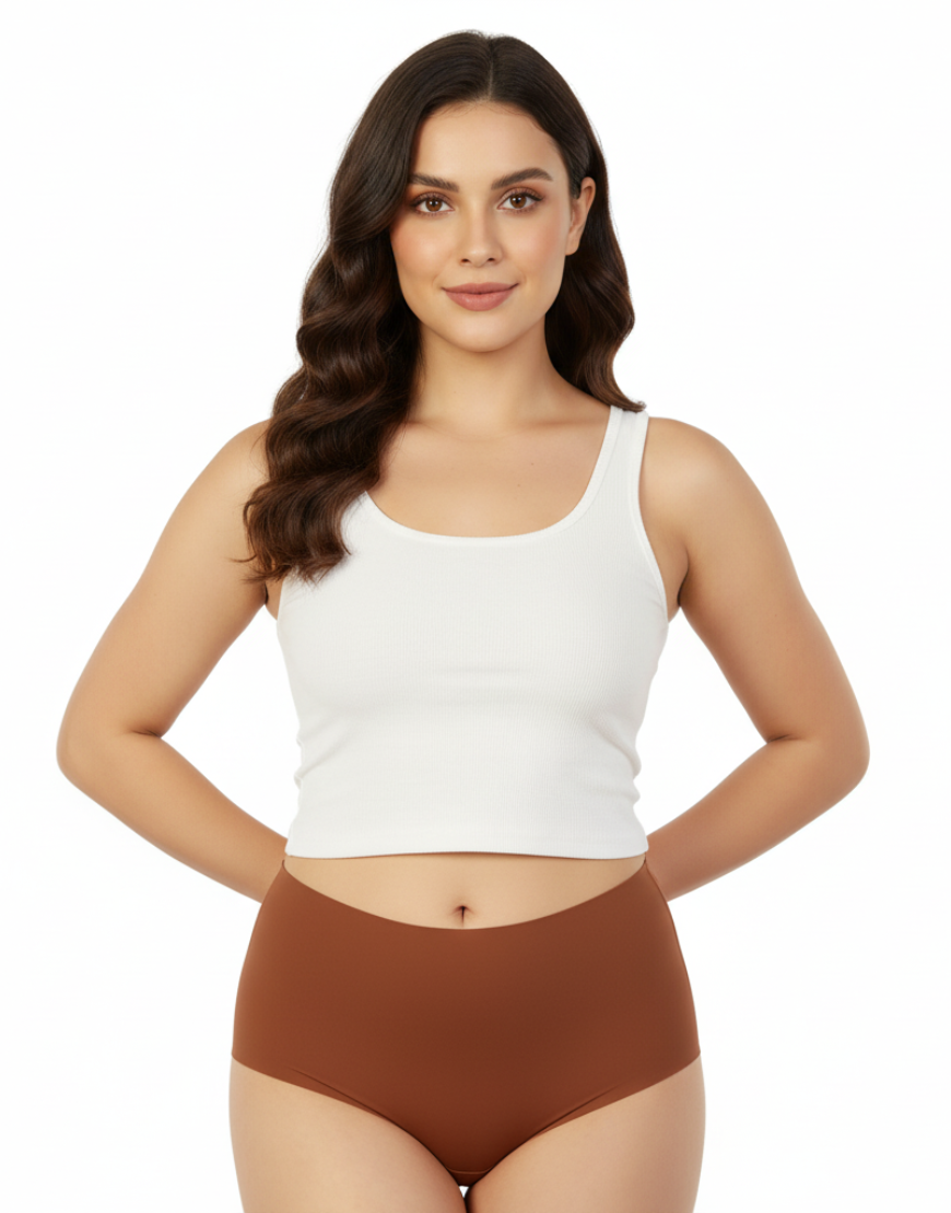 High Waist laser Cut 4 layered Period Panty -rust
